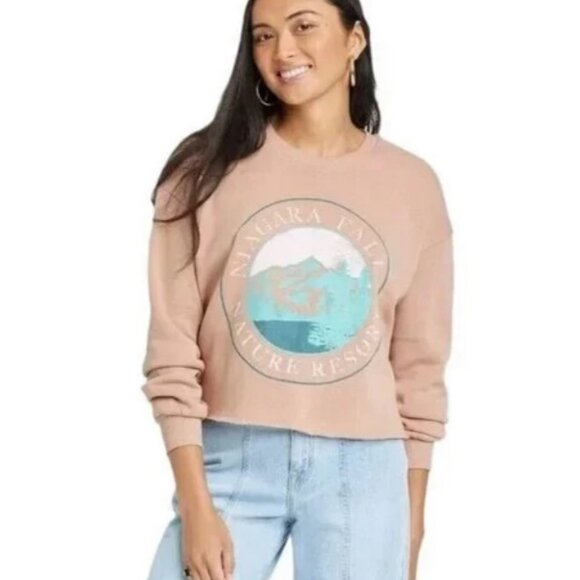 Grayson Threads Women's Niagara Falls Oversized Cropped Fleece Sweatshirt XL - Picture 3 of 9